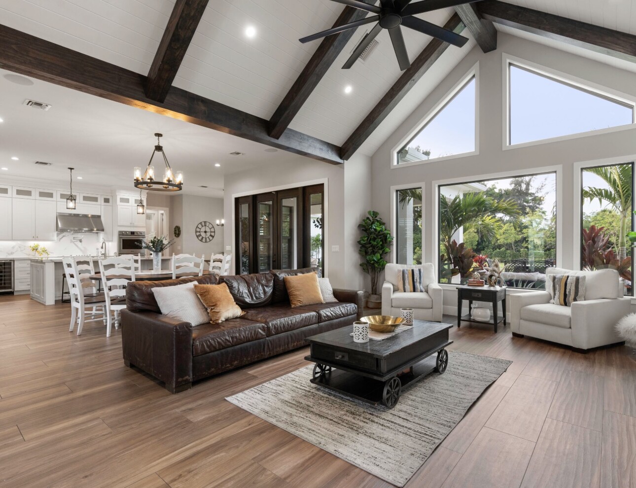 Custom vaulted great room by Inlet Construction